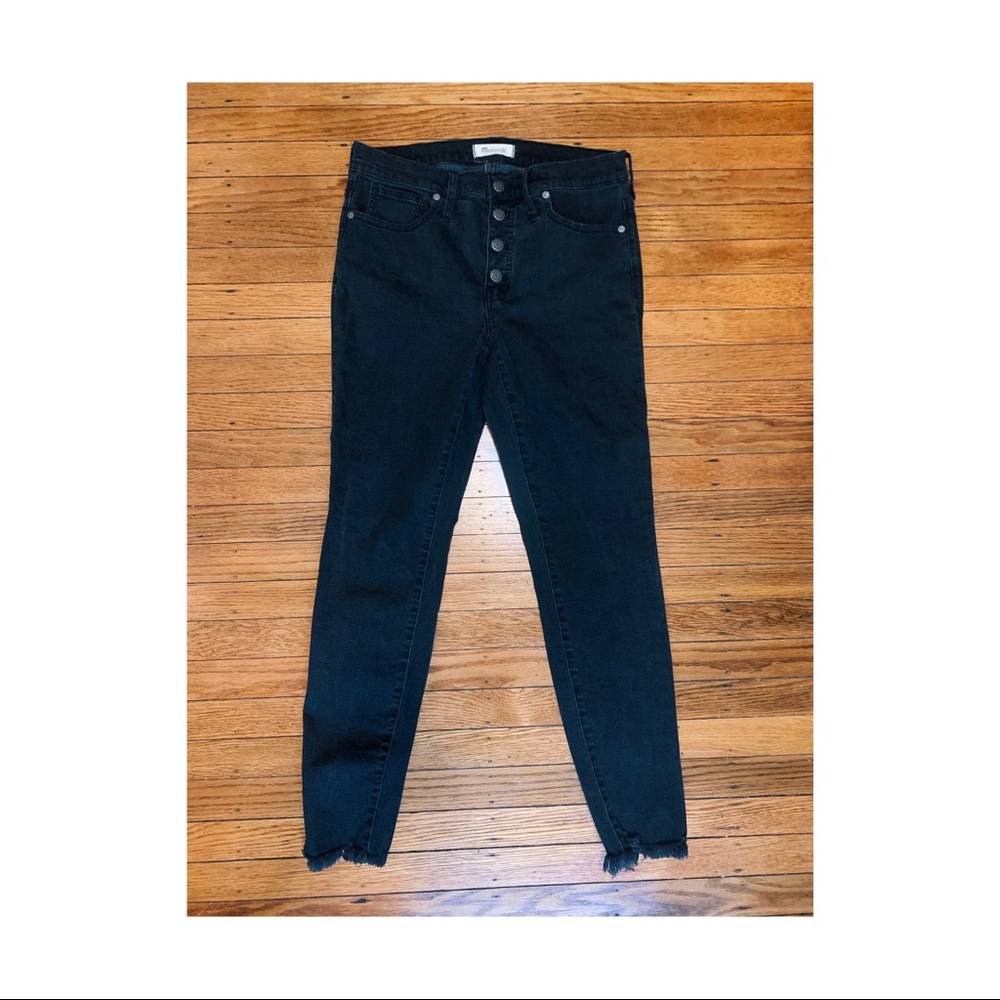 Button Front High Rise Skinny Jeans